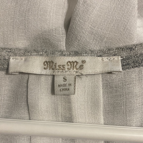 Miss Me long sleeve blouse silver and white - Picture 3 of 4